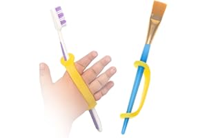 EazyHold Yellow Silicone Easy Grip Device, Universal Cuff for Hand Therapy, Autism, Limb Loss, Cerebral Palsy, ALS, Special Needs, Pediatric Stroke, Adaptive Handle Daily Mobility Aid 2-Pack 4"