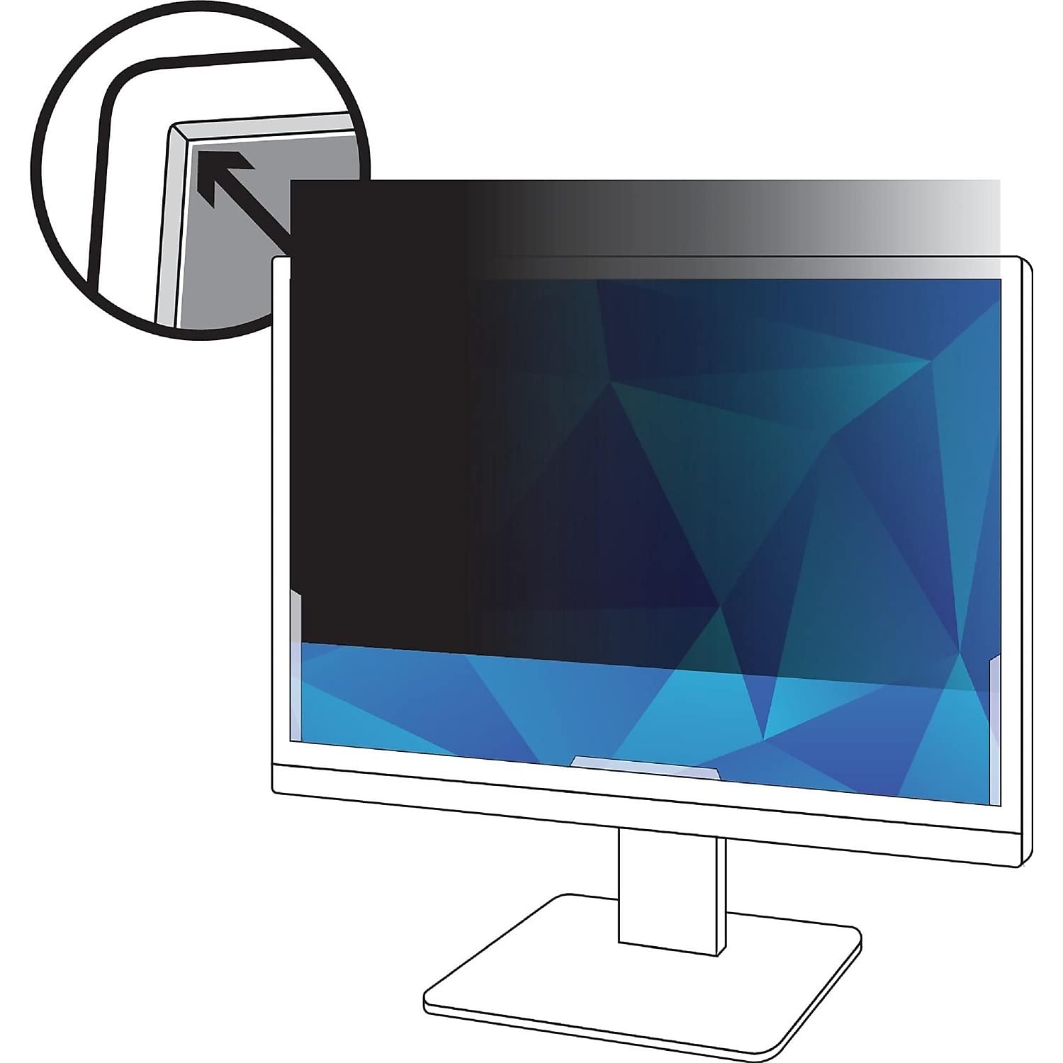 3M PF190W1B Privacy Filter. 19 inch privacy screen. Widescreen 16:10 desktop LCD Monitor. Anti Glare. Protect your data from visual hacking., Black