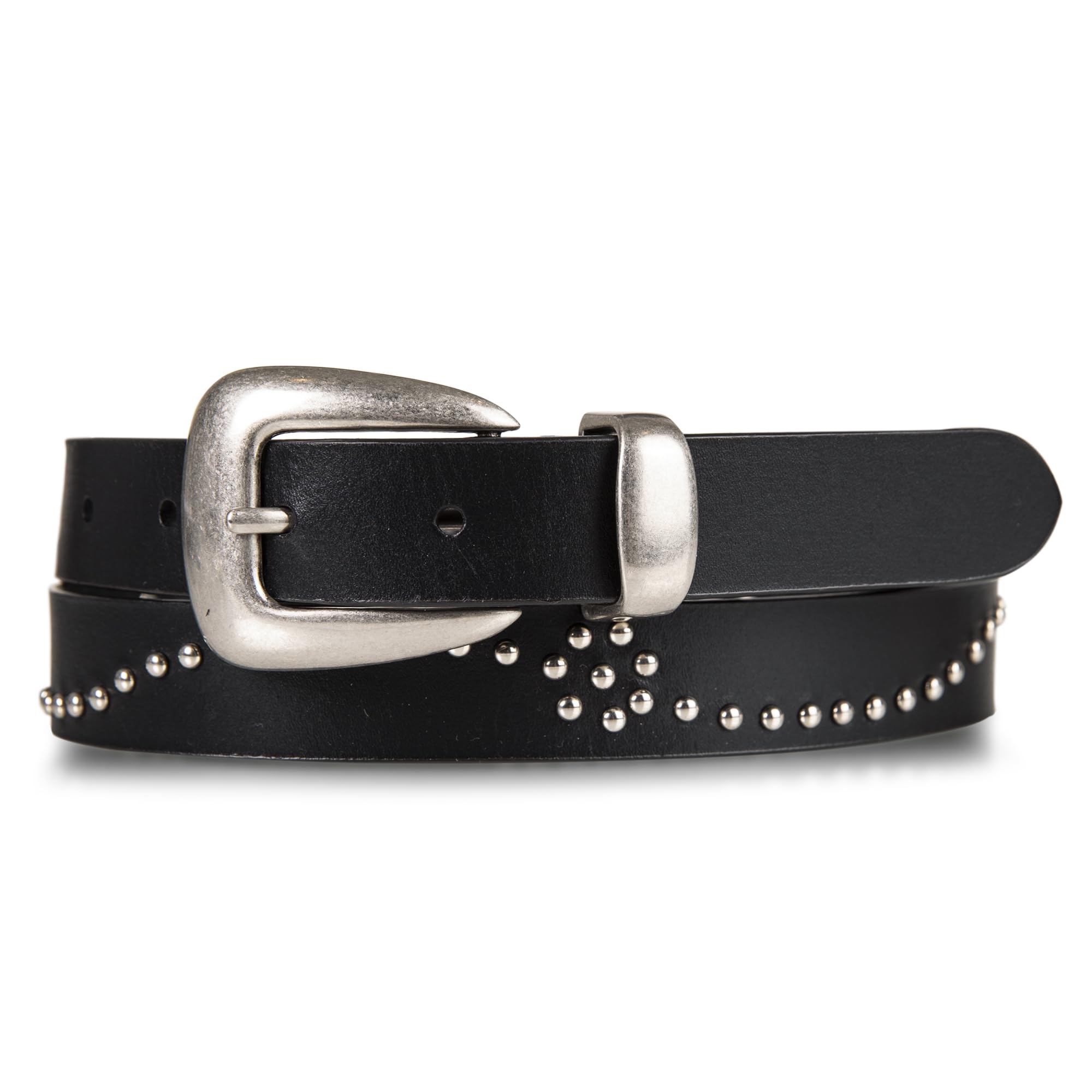 Lucky Brand Women’s Small Stud Leather Western Belt in Black