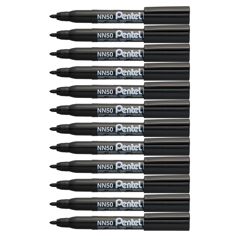 Pentel Permanent Marker Xylene/Toluene-free Bullet Tip 1.5mm Line Black Ref NN50-AO [Pack of 12]