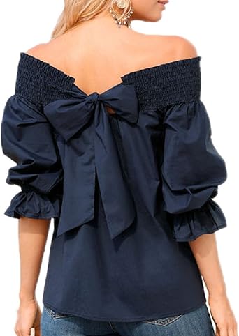 Amazon Coco Yuka バック リボン オフショルダー セクシー ブラウス