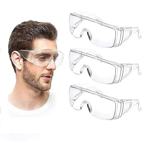 Safety Anti Fog Goggles 3-Pack Over Eyeglasses, Dust/Chemical Splash  Proof ANSI Certified Wrap-Around Eye Protection for Lab,  Construction,