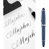 erofa Majohn P136 Piston Fountain Pen Flex Nib, Sky Blue Resin Flexible Writing Pen Set
