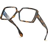 VISOONE Oversized Chunky Blue Light Blocking Glasses for women Harvard | Extra Large Square Frame TR90 Lightweight Filter 99% Blue Light at 450-550nm UV400 Clear Lenses Non Prescription