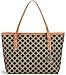 Micom Casual Signature Printing Pu Leather Tote Shoulder Handbag with Metal Decoration for Women (Black Grid)