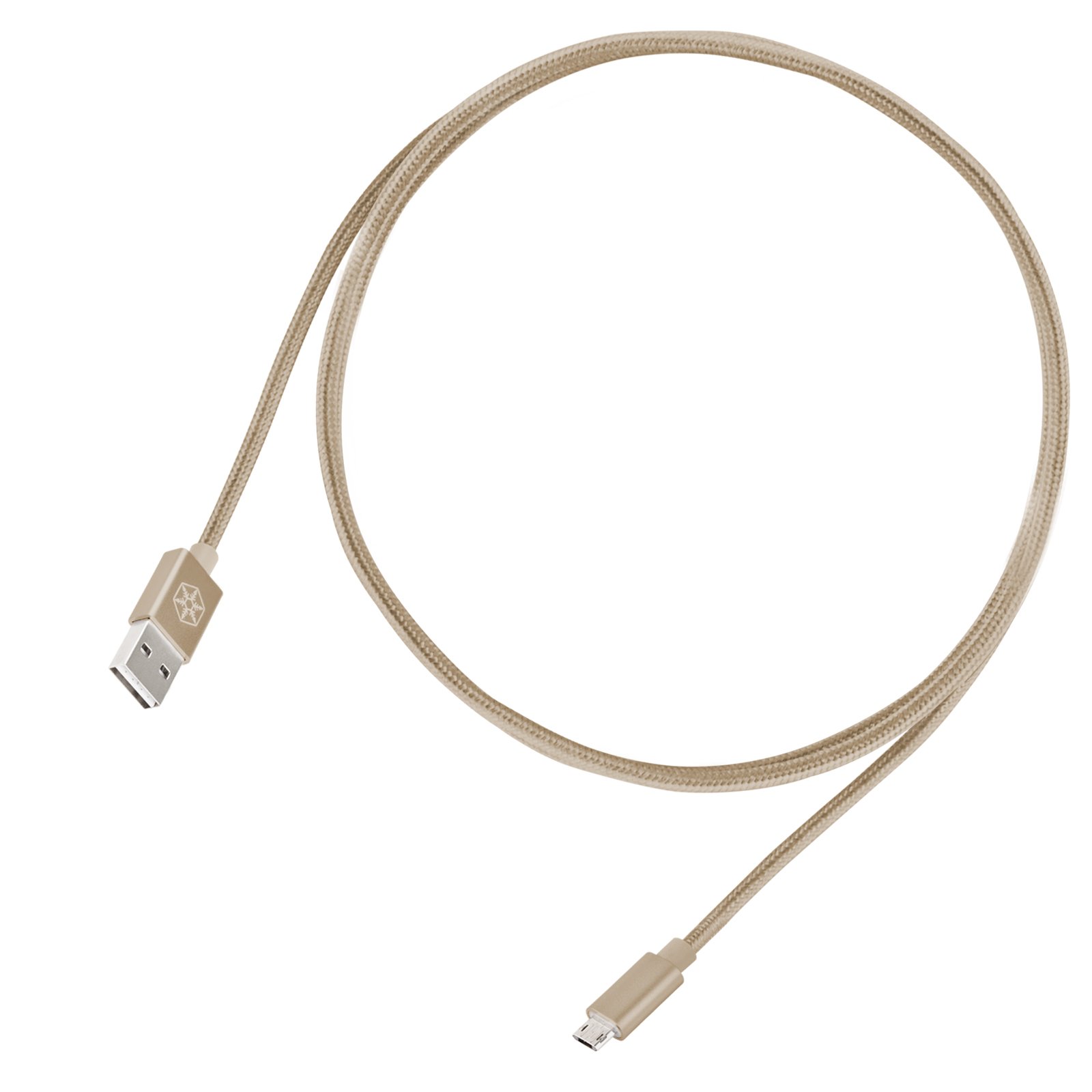 SilverStone SST-CPU0G-1800 - Reversible USB Cable, A to Micro B Nylon Braided Extremely Durable Cable, High Speed Charge and Data Sync, Android Devices, 1.8 m, gold