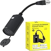 Minoston Matter Outdoor Smart Plug WiFi Heavy Duty Plug-in Outlet IP65 Waterproof, Compatible with Alexa Apple Home SmartThings Google Home, Smart Life, Remote Control, 15Amp Black (MP22M)