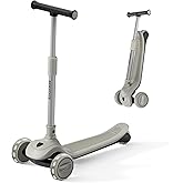 BEIESTATE Kick Scooter for Kids Ages 3-18, Max 220 Lbs, Toddler Scooter with Adjustable Lean-To-Steer Switch, Foldable, Wide Anti-Slip Deck, Lightweight, 4 Adjustable Heights, Light up 3 Wheel Scooter