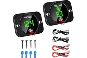 2 Pack 12V 24V DC Volt Meter,Battery Voltage Gauge, LED Digital Display Voltage Meter with Touch Switch &Waterproof Voltmeter
