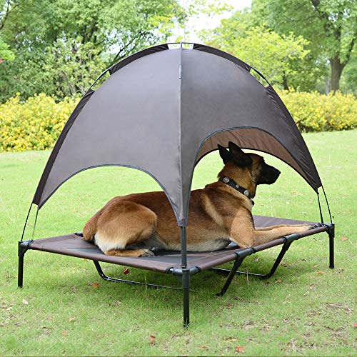 Niubya 48 Inches XLarge Elevated Dog Cot with Canopy, Durable 1680D