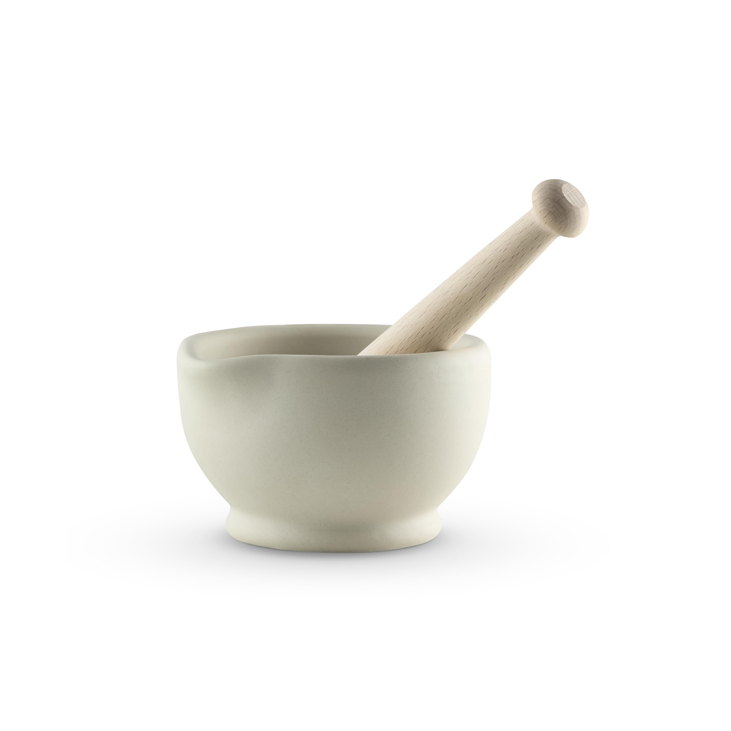 Vitrified Porcelain Pestle and Mortar Set for Grinding and Crushing Herbs, Seeds and Nuts, Size 1, 11.2cm Diameter, White, MB947003 — image 1