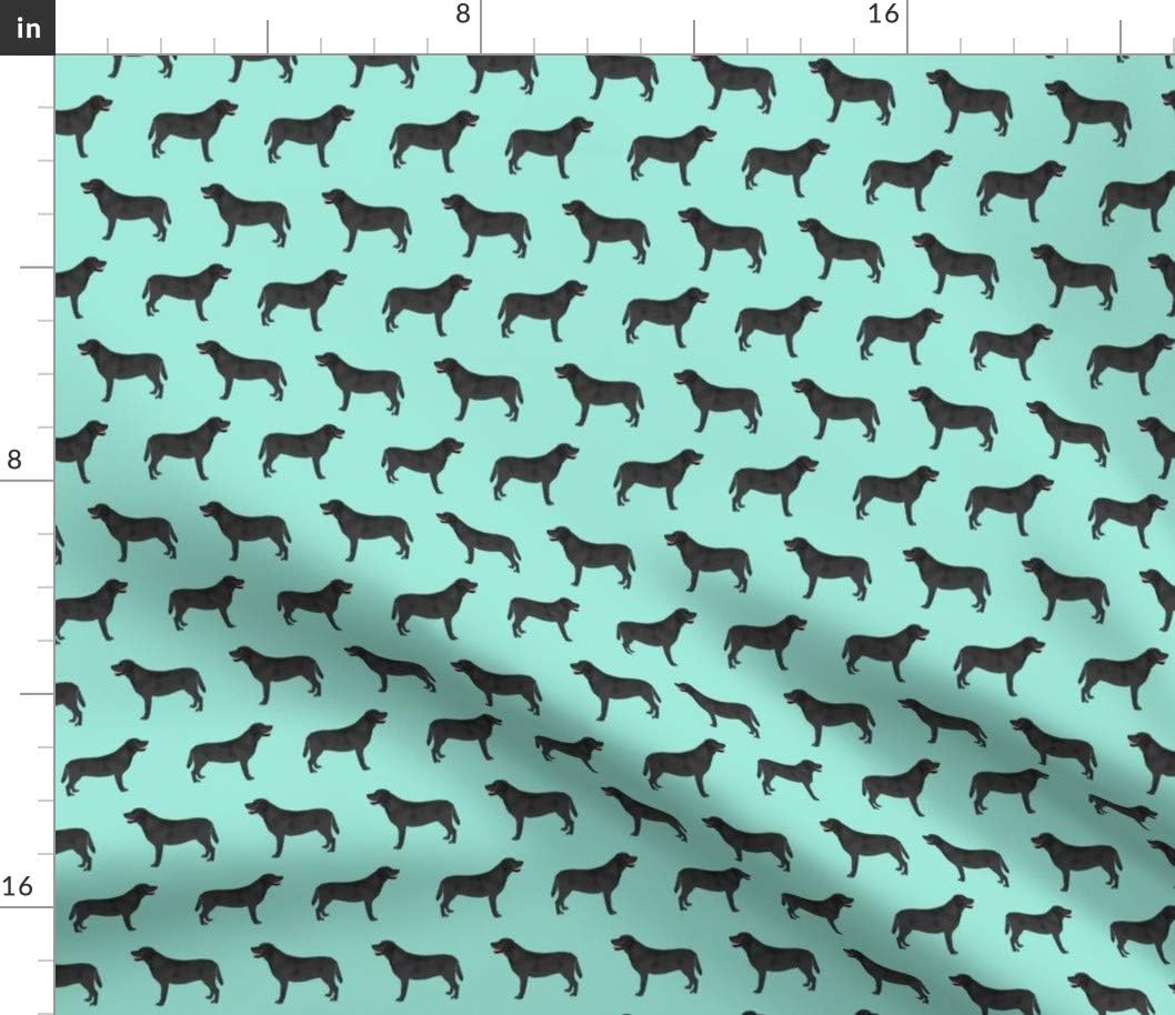 Spoonflower Fabric Aqua Black Lab Labrador Retriever Dog