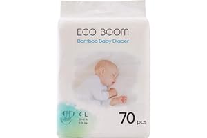 ECO BOOM Diapers, Viscose from Bamboo Diapers, Natural Soft Disposable Nappies for Infant, Size 4 Suitable for 20 to 31lb (Large - 70 Count)