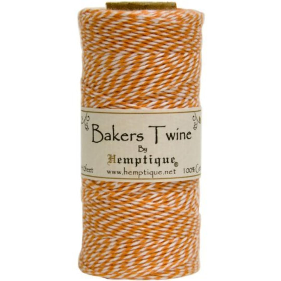 Hemptique Cotton Baker's Twine Spool 2-Ply 410'-Orange, Other, Multicoloured, 5.81 x 5.81 x 11.52 cm