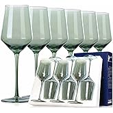 comfit Green Wine Glasses Set of 6-15oz Hand-Blown Green Wine Glass Set for Bar Party Wine Glasses New Year Gifts