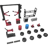 VELZORIC 22-Piece 1/64 Scale Auto Repair Workshop Diorama Set &mdash; Car Lift, Floor Jack, Tire Rack with 8 Tires, Tool Cabinet &mdash; Miniature Garage Scene Props for 1:64 Diecast Model Car Display