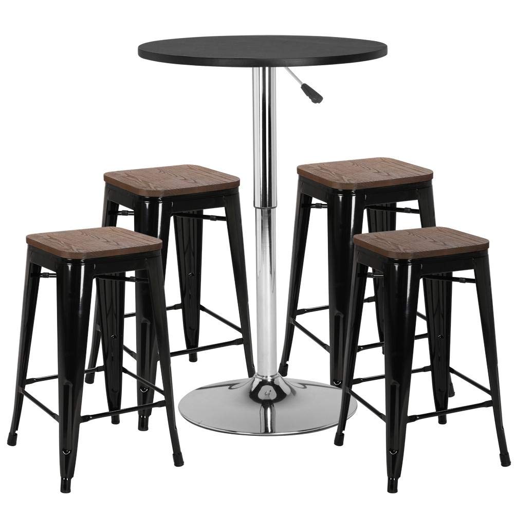 Best Stainless Steel Top Adjustable Height Bar / Bistro Table Round