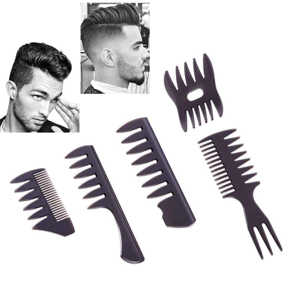 Photo 1 of Styling Hair Comb Set Salon Barber Hairstylist Comb 5 Pack Professional Hair Brush Retro Hairdressing Hair Care Style Accessory Double-sided for Men Boy Gentleman