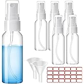 Zoizocp Spray Bottles, 2oz/50ml Clear Empty Fine Mist Plastic Mini Travel Bottle Set, Small Refillable Liquid Containers with