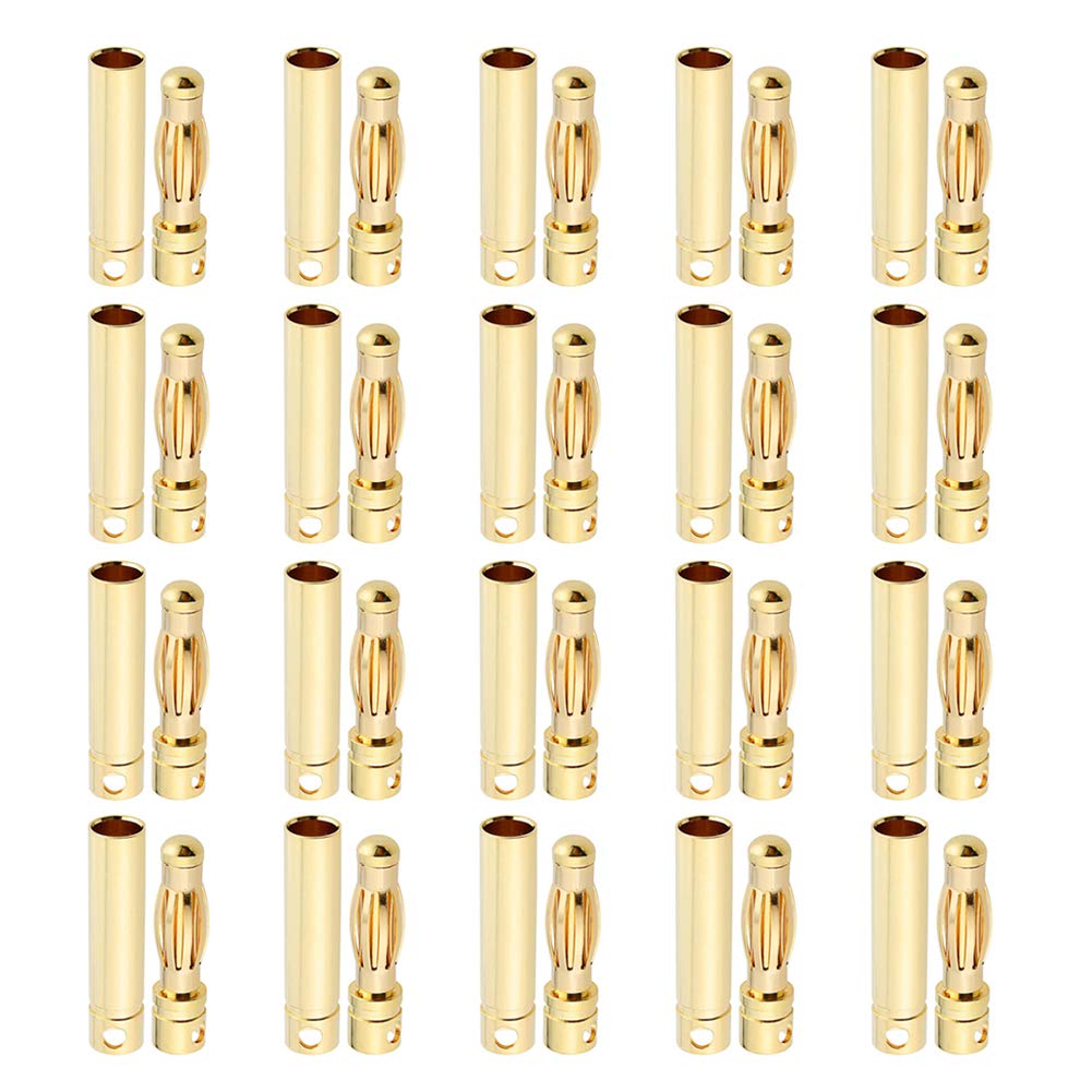 YOWOO 20 Pairs 4.0mm RC Model Battery Male Banana Gold Plated Bullet Connector Plug for ESC Battery