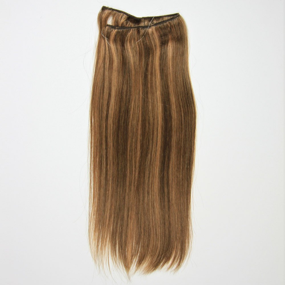 I&K 18” Onepiece QuickFit 100% Human Hair Extensions #P4/27Chocolate Brown with Strawberry Blonde Highlights 18 inches — image 1