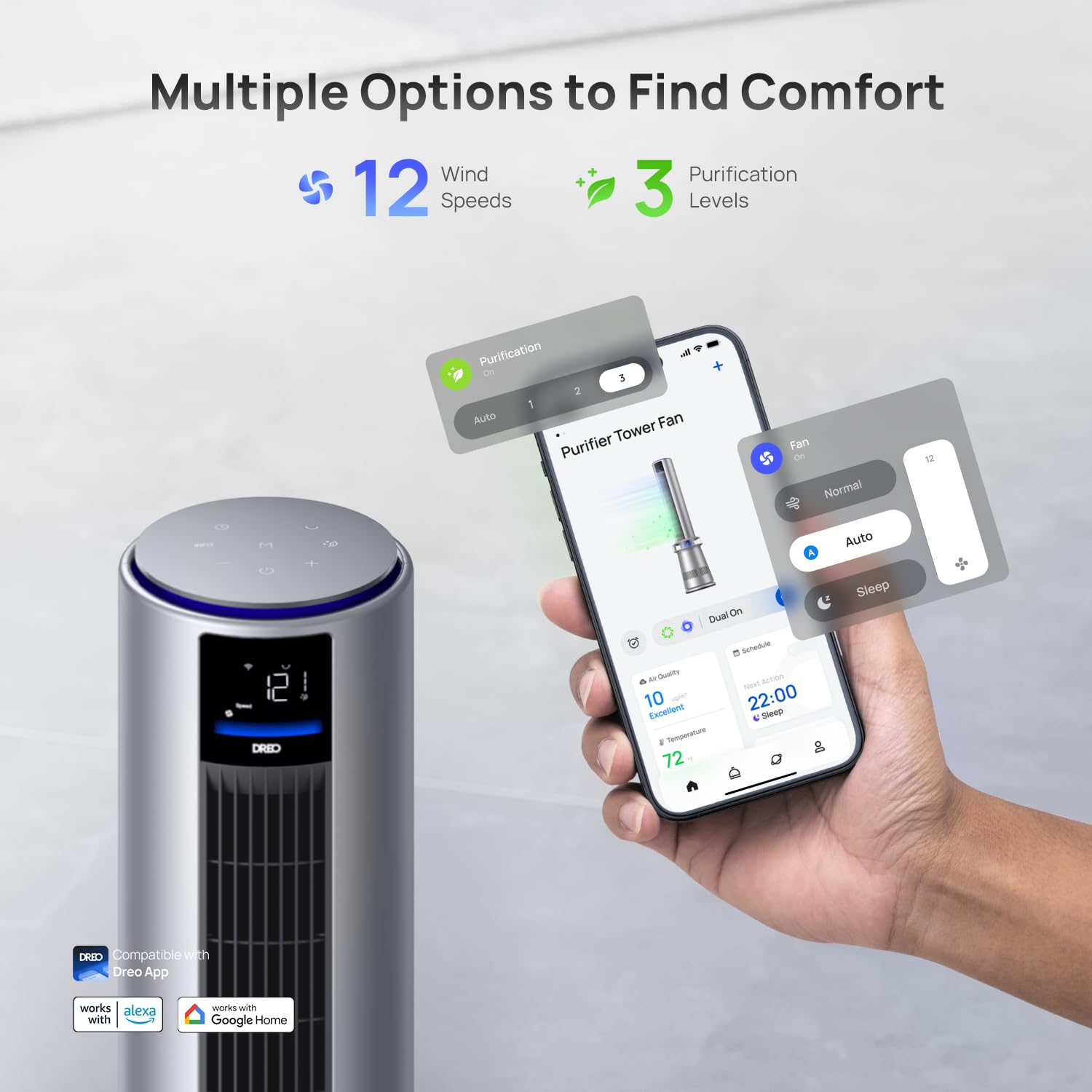 Dreo MC710S Air Purifier Tower Fan, 45