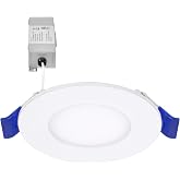 Maxxima 3 in. Ultra Thin Recessed LED Downlight, 500 Lumens, 5 CCT, White | Slim Canless Light, IC Rated, Color Selectable 2700K/3000K/3500K/4000K/5000K, Dimmable, J-Box Included