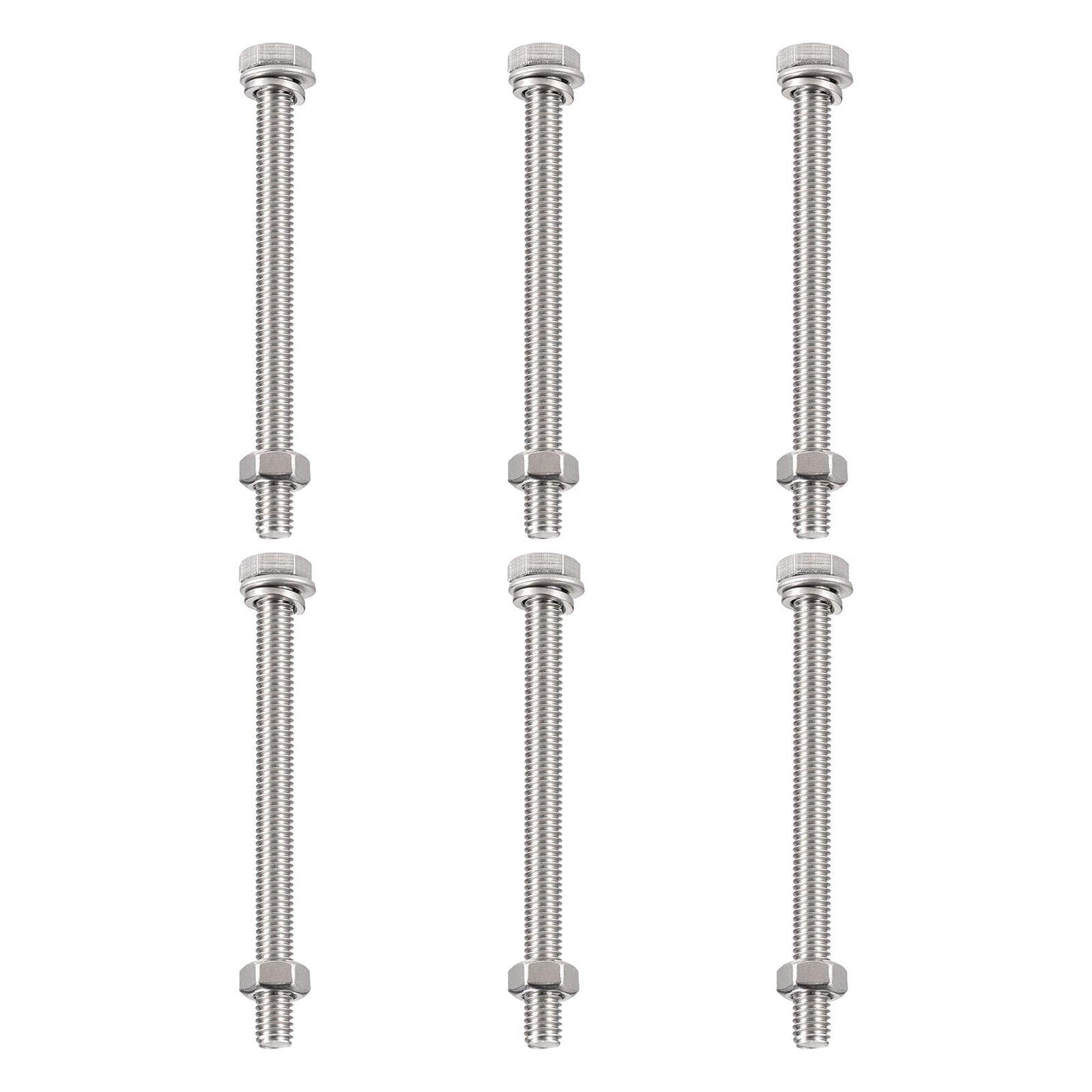 TA-VIGOR 6Pcs M6 x 80mm Hex Head Screws Bolts, Nuts, Flat & Lock Washers Kits, Fully Thread Hexagon Bolts, High Tensile Cap Screws for Metal Work, Automotive Machinery, Bike Motorcycles Repair