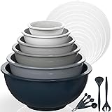 Umite Chef Mixing Bowls with Airtight Lids, 18 Piece Plastic Nesting Bowls Set Includes Measuring Cups, Microwave Safe Mixing