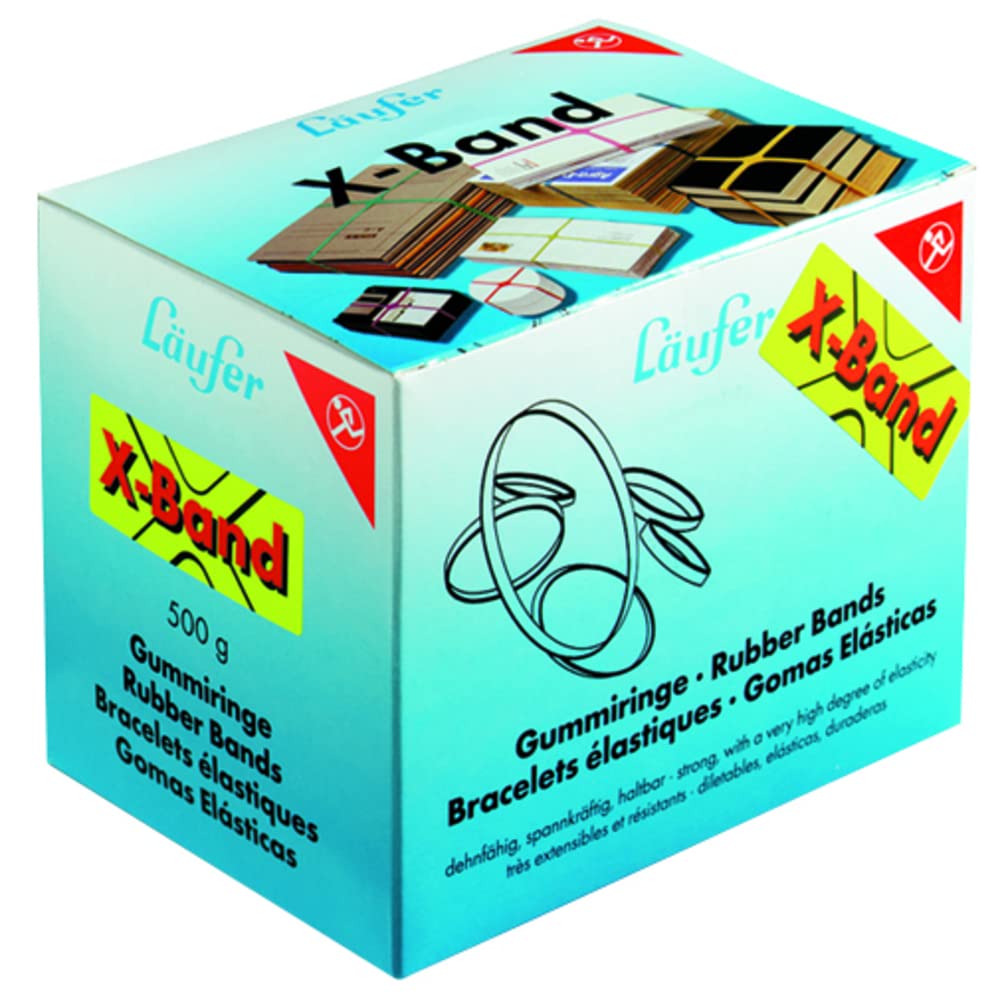 Läufer 59082 Rondella X-Band, Elastic Cross Bands, Rubber Bands 100 x 11 mm, Diameter 65 mm, 500 g Box, Assorted Colours