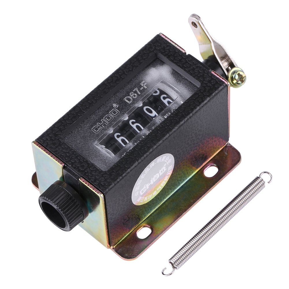 Mechanical Counter, D67-F 5 Digit Mechanical Resettable Manual Hand Pull Stroke Tally Counter Hand Tally Counter Application in Textiles, Machinery, Winding Hill, Printing