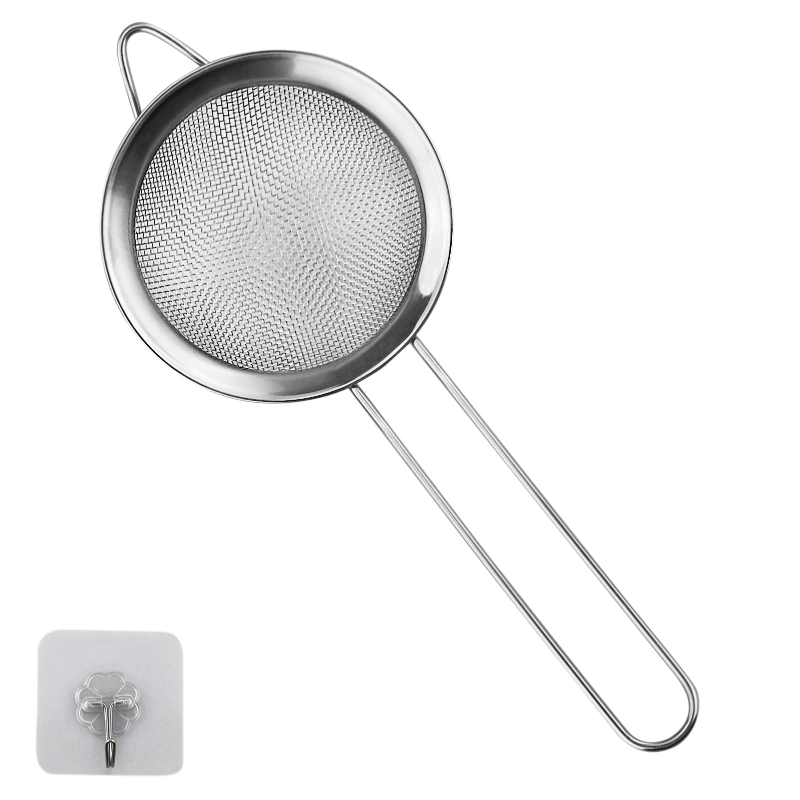 1 Pack Small Stainless Steel Fine Mesh Strainers with Kitchen Hooks,8 Cm Diameter Mini Fine Mesh Sieve Tea Strainers Kitchen Colander Sieve with Handle - Ideal for Juice Egg Tea Coffee Flour Filter