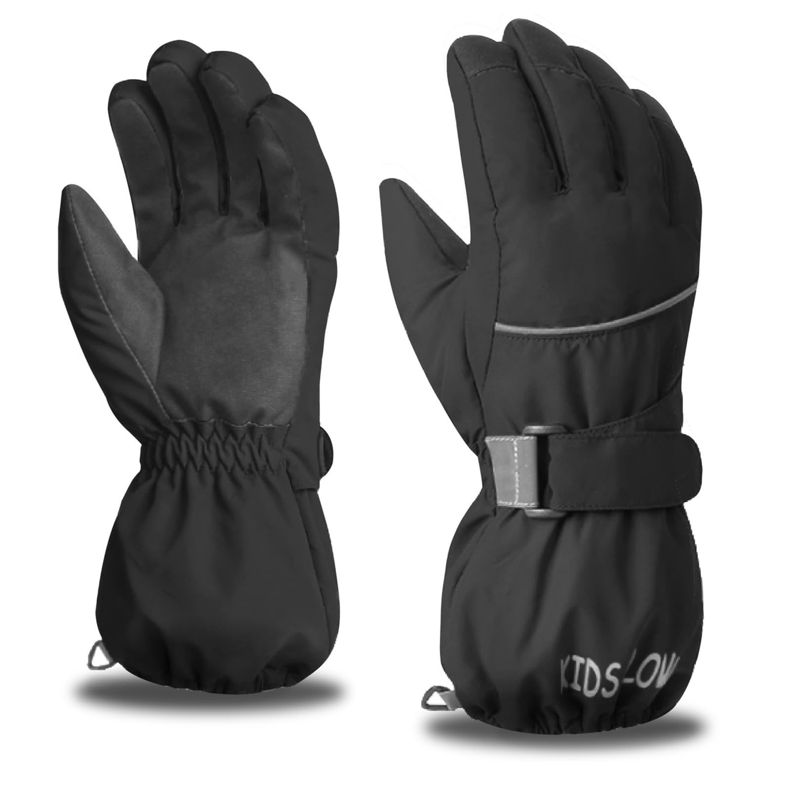 Photo 1 of Azarxis Kids Ski Gloves, Winter Cold Weather Warm Thermal Fleece Snow for Skiing, Snowboarding (Black, L (12-14 Years Old))