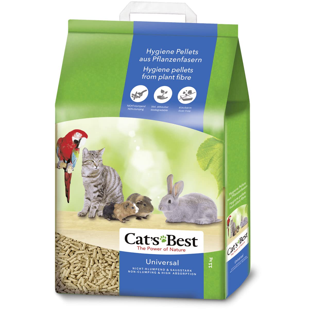 Cat's Best Universal 100% Vegetable Small Animal Litter Non Clumping Plant Fibre Pellets - For Cats and Other Small Animals 11kg/20L