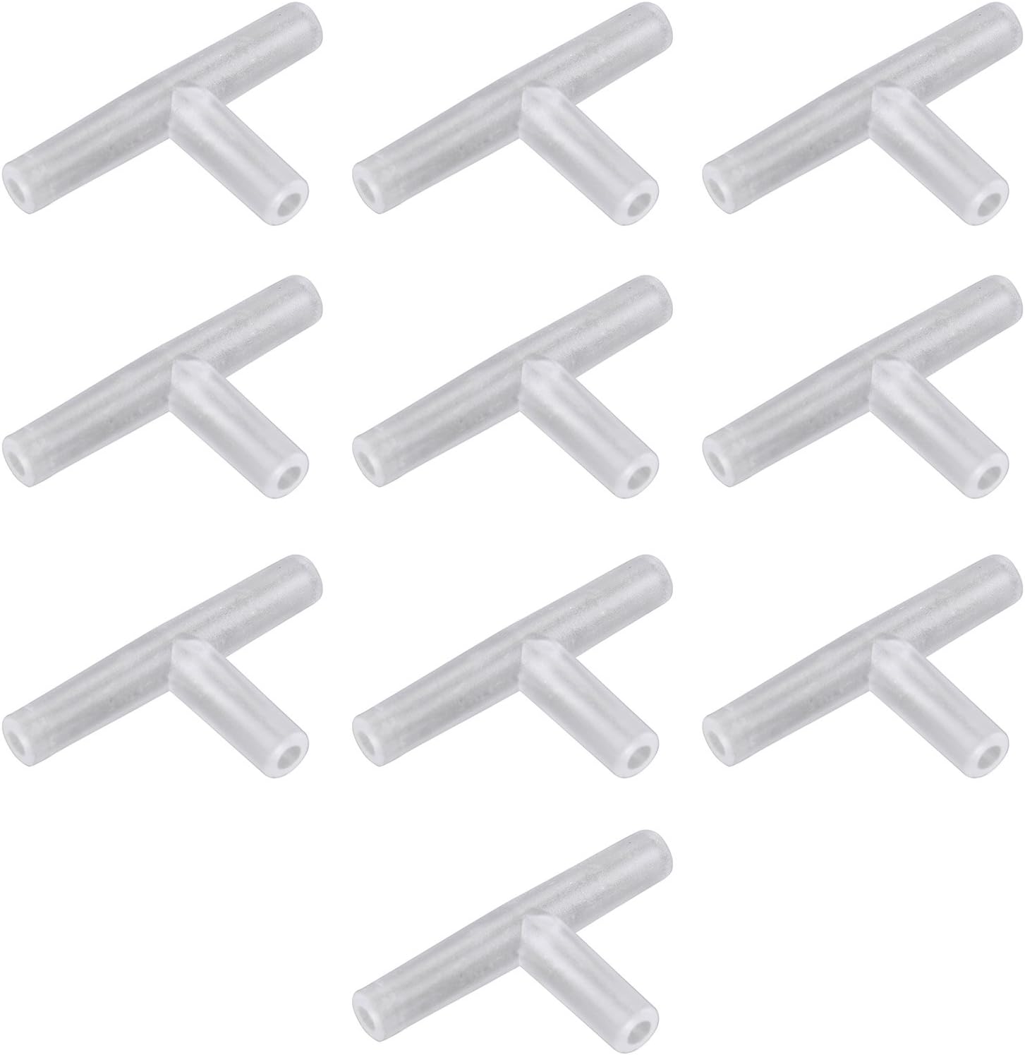 HALJIA 10PCS 4mm Clear Plastic Aquarium 3 Way T Type Air Valve Air Tubing Connectors, Silver