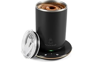 XHJBABY Self Stirring Coffee Mug with Temperature Control,Type-C Heated Magnetic Mixing Cup,3 Heat Levels,8-Hour Auto Shut-Off,USB Rechargeable Stainless Steel Smart Mug for Milk Protein Shakes Black 11oz