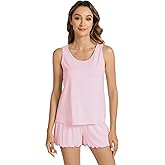 WiWi Viscose from Bamboo Pajamas for Women Tank Top and Shorts Pajama Set Soft Sleepwear S-XXL