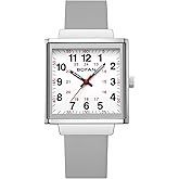 BOFAN Waterproof Nurse Watch for Medical Professionals,Students,Doctors with Easy to Read Square Dials,Second Hand and 24 Hours,Comfortable Breathable Silicone Strap.