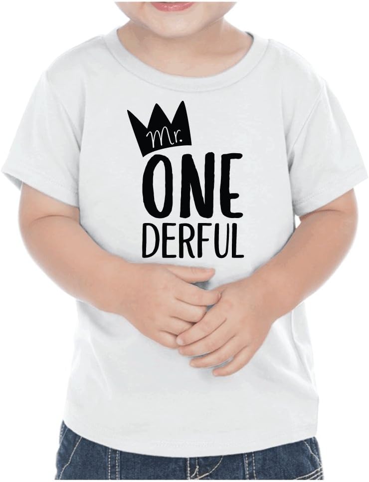First Birthday Outfit Boy Mr. One-Derful Shirt (White 12 Months)