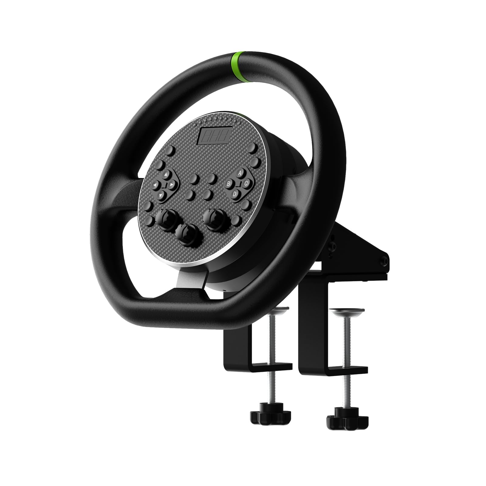 CAMMUS Racing Wheels, cubierta de rueda de cuero + retenedor de escritorio, fuerza de retroalimentación real, levas de cambio magnéticas, operación de alto rendimiento de PC - negro (Negro - juego de 2 piezas)