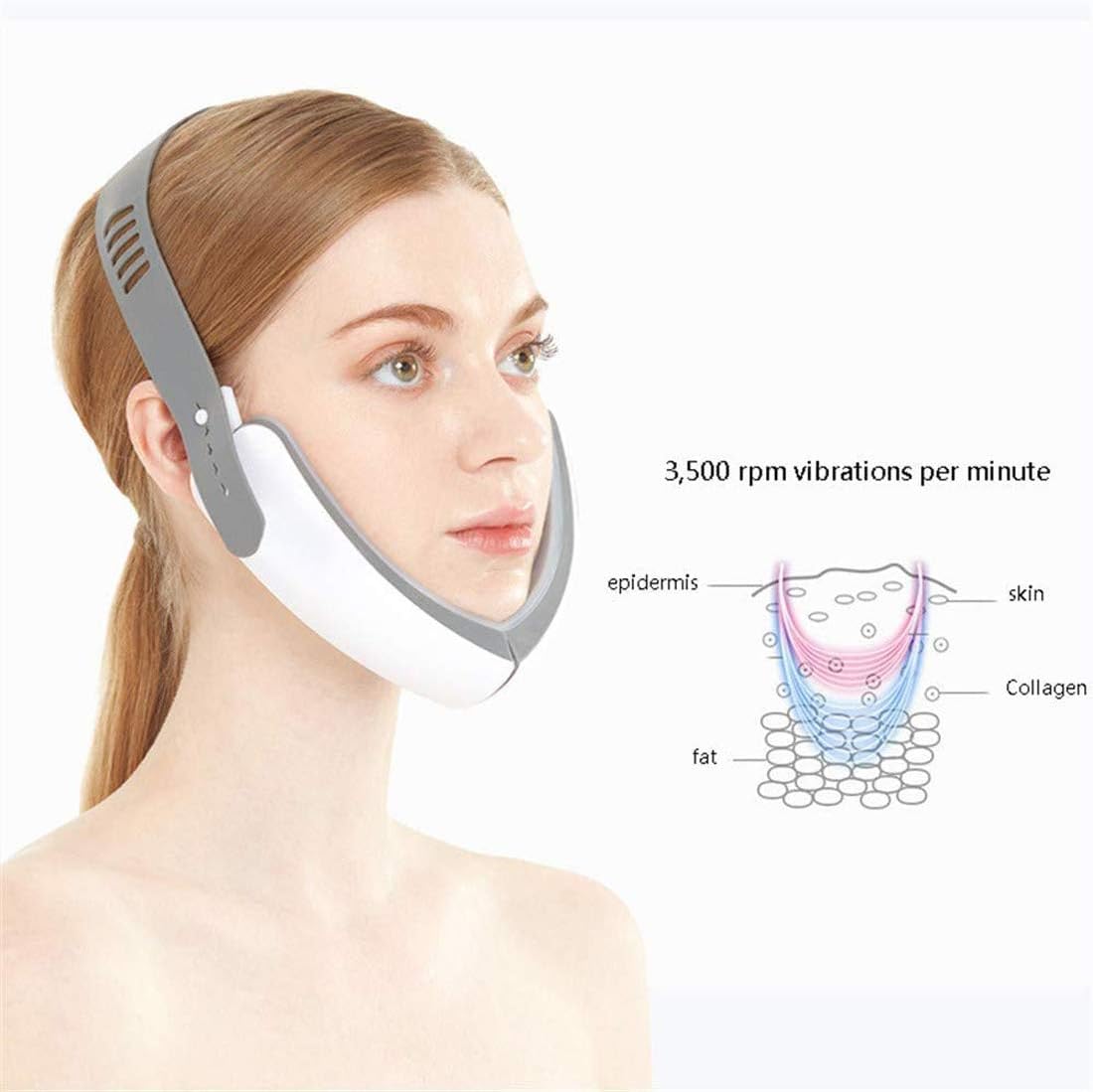 XMZFQ New Electric V Face Double Chin Face-Lifting Instrument Shaping Massager Red Blu-Ray Beauty Instrument Skin Care Tightening Face Lift Belt: Home & Kitchen