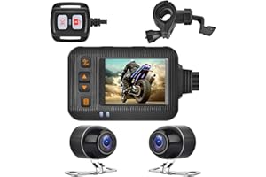Motorcycle Dash Cam Waterproof Motorcycle Video Recorder Action Camera Wide Angle 1080P Front and Rear View Dual Cameras with