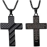 Mikovivi Cross Necklace for Men, Stainless Steel Christian Religious Pendant Chain Jewelry for Son Father Brother Husband Boyfriend (Black)