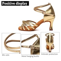 DKZSYIM Women's Satin Latin Dance Shoes