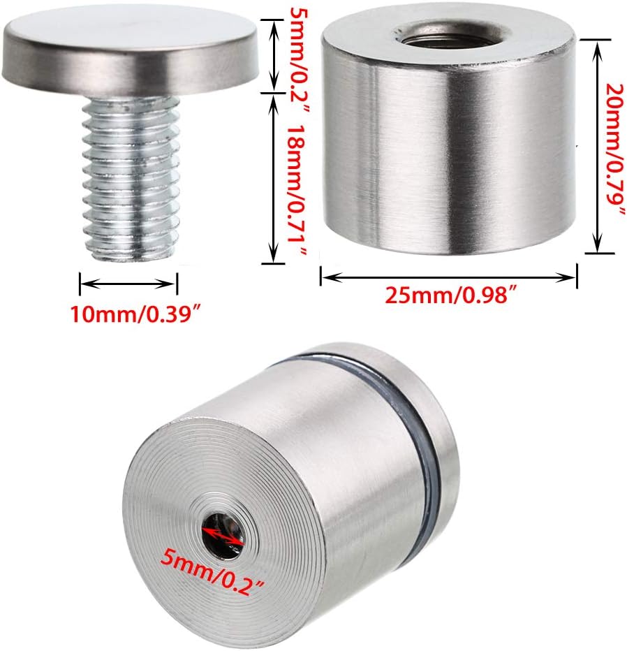 IGNPION 24Pcs Sign Standoff Screws Wall Mount Advertisement Fixings Bolts Hardware Advertising Glass Holders Nail for Picture Frames Store & Office Advertisements Poster Sign Displays (25mmx 25mm) - Image 3