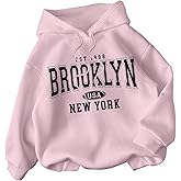 RoseSeek Women's Graphic Cheetah Letter Print Hoodie Preppy Long Sleeve Oversized Sweatshirts Hooded Pullover Tops