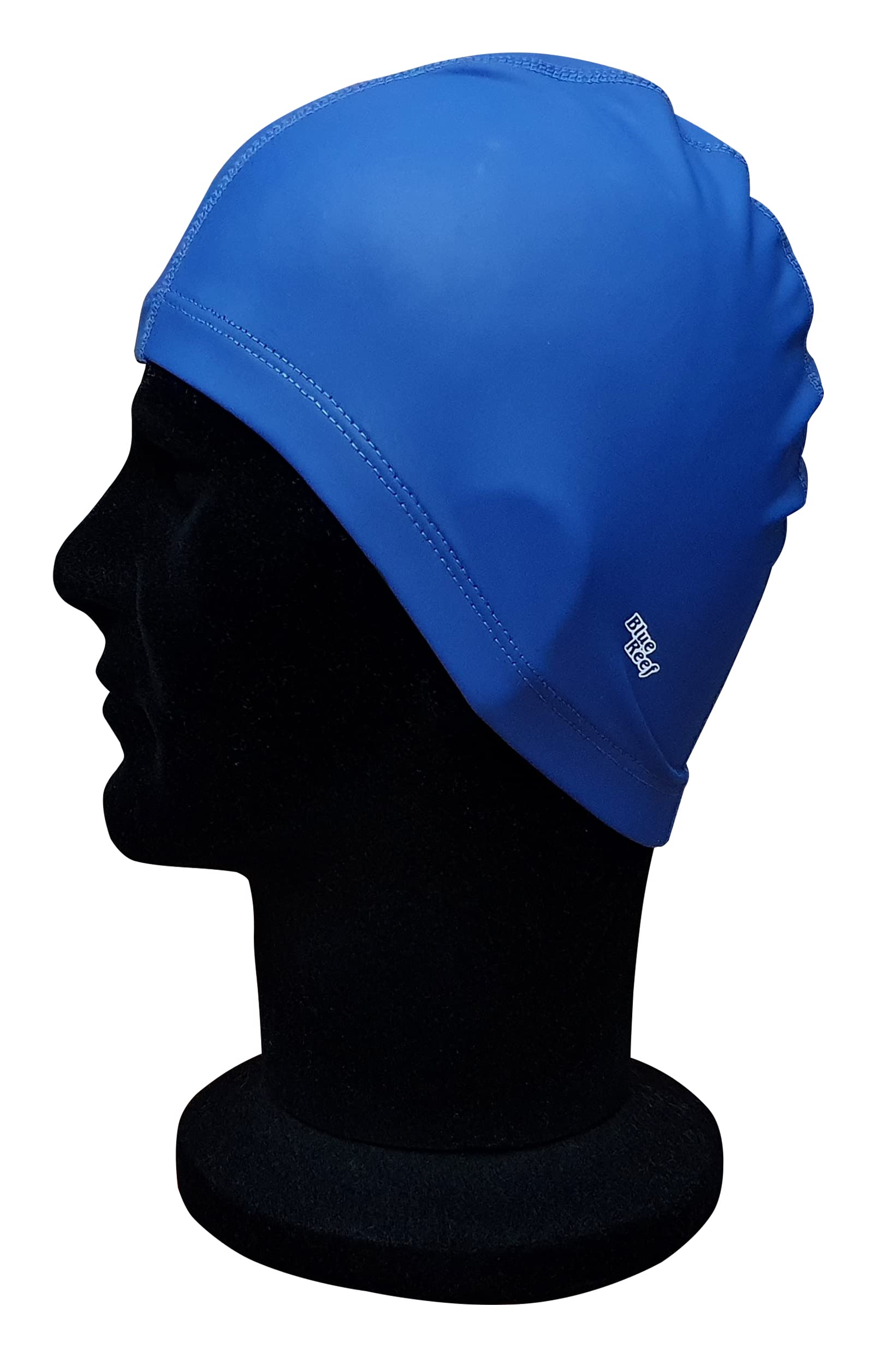 Blue Reef Elasticated Stretchy Anti Tear Easy Fit Plain Deluxe Pull On Swimming Hat Swim Cap One Size Suitable For All Ages 3+ Years (Navy Blue)