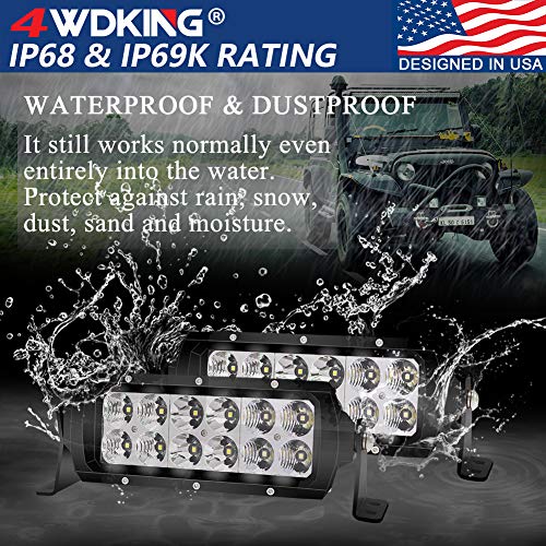 LED Light Bar 6 Inch 2PCS, 4WDKING USA Design IP68&IP69K Waterproof Premium LED Combo Off Road Work Light Truck Fog Lamp Mount on Front Bumper and Grille Fit for Ford F150 TOYOTA Tacoma JEEP Wrangler