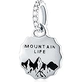 Great Smoky Mountains National Park Charm Pendant, fit Pandora Travel Bracelet/Necklace, Silver Plated Bear and Mountain Life Dangle Bead, Gift for Anniversary/Hiking Memory