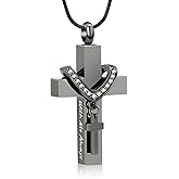 Cremation Jewelry for Ashes Pendant - Cross Urn Necklace with Mini Keepsake Urn Memorial Ash Jewelry